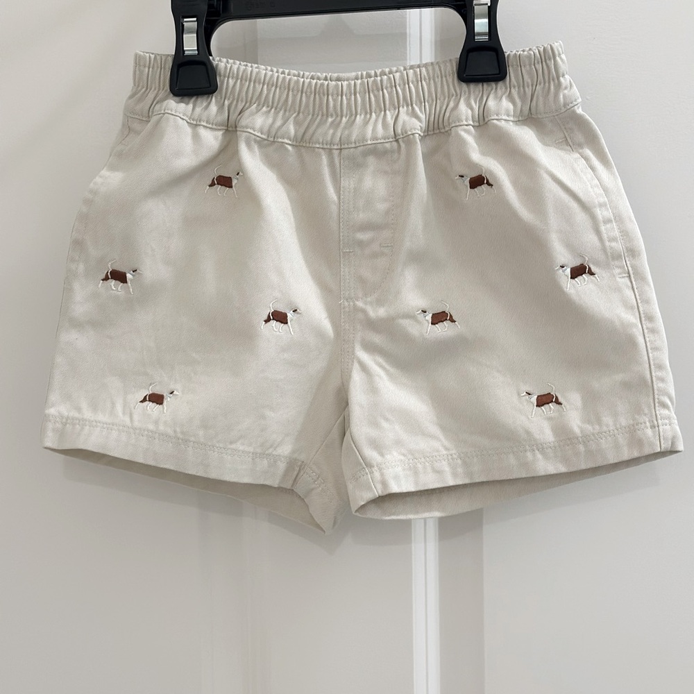 The Beaufort Bonnet Company - Tan Sheffield Shorts with Dogs - Boys Size 6